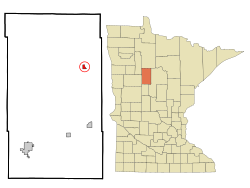 拉波特在哈伯德县及明尼苏达州的位置（以红色标示）