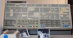 Front Panel of the Model 91. Currently on display at the Living Computer Museum in Seattle, Washington. IBM Model 91 Front Panel.jpg