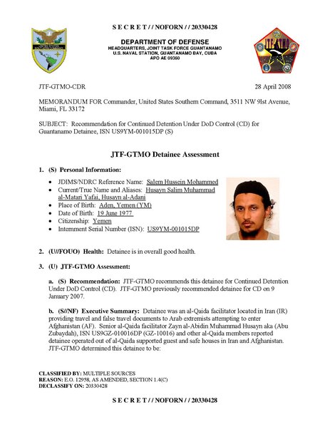 File:ISN 01015, Salem Hussein Mohammed's Guantanamo detainee assessment.pdf