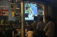 Indian fans view the match at a store in Bangalore Icc wc final 2011 indian audience.jpg