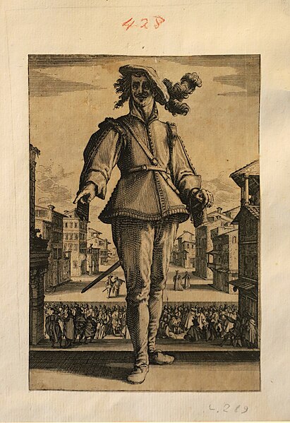 File:Incisioni dalla serie i tre pantaloni, 1618 (bibl. marucelliana), jacques callot, capitano.jpg