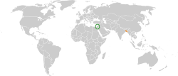 Mapa indicando locais de Israel e Bangladesh