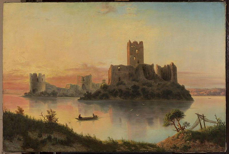 File:Józef Marszewski - Ruins of the Trakai Island Castle at sunset - MP 2685 - National Museum in Warsaw.jpg