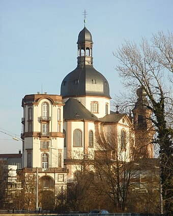 Jesuit Church (background) and Sternwarte (defunct observatory; in the foreground)