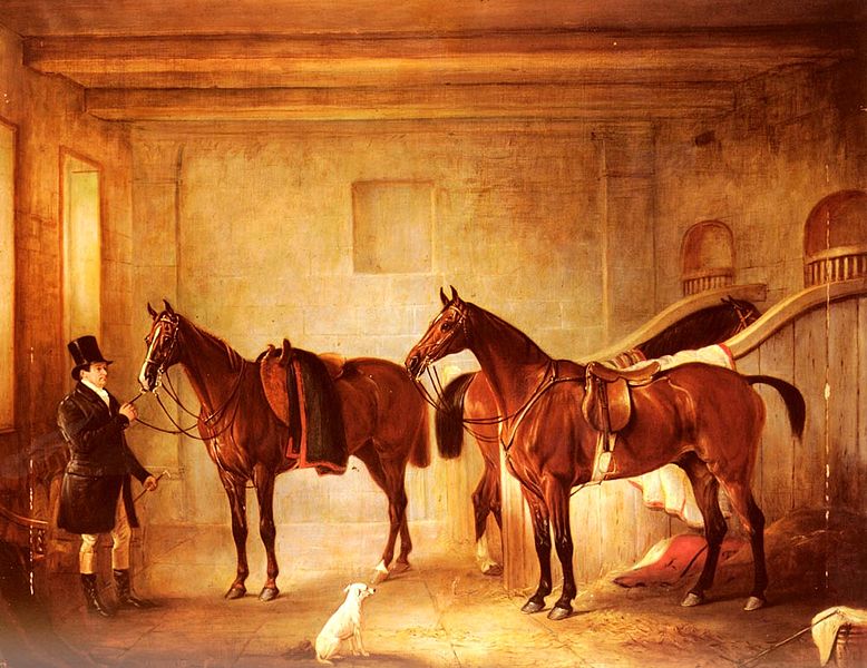 File:John Ferneley Sir John Thorold's Bay Hunters With Their Groom In A Stable.jpg