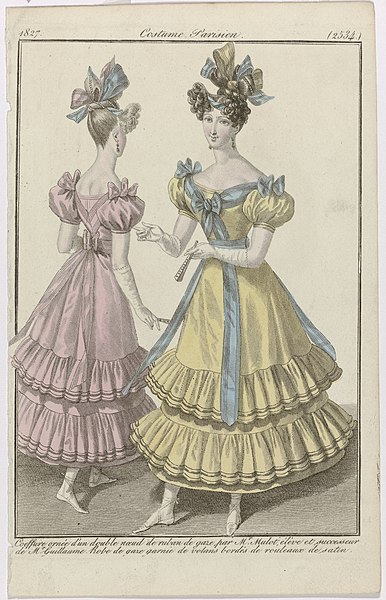 File:Journal des Dames et des Modes, Costume Parisien, 15 septembre 1827, (2534) Coeffure ornée d'un double noeud (..), RP-P-2009-2521.jpg