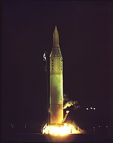 Juno II launching Pioneer IV on March 3, 1959 Juno II ignition with Pioneer 4.jpg