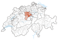 मानचित्र जिसमें लूसर्न कैन्टन Kanton Luzern / Canton of Lucerne हाइलाइटेड है