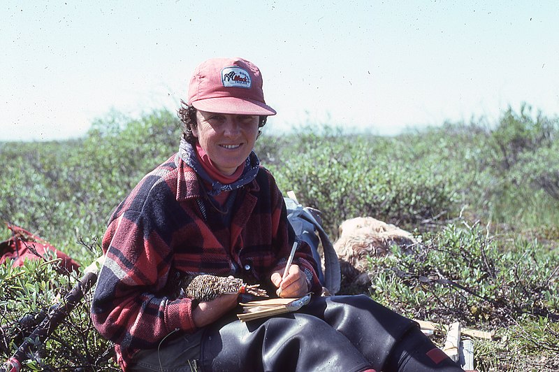 File:Kathy Martin holding a willow ptarmigan in 1983.jpg