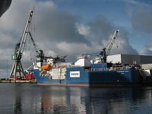 The well stimulation ship Bigorange XVIII being repaired in Frederikshavn, Denmark Keld Gydum-IMG 3522 Bigorange XVIII IMO 8311314.JPG