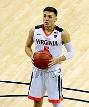 Kyle Guy (pictured) scored 15 points for Virginia, tied for most on his team. Kyle Guy UVA.jpg