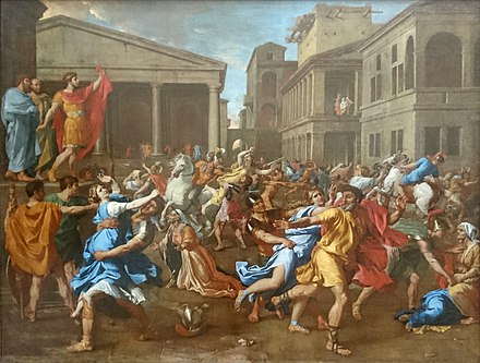 The Rape of the Sabine Women, by Nicolas Poussin, Rome, 1637–38 (Louvre Museum)