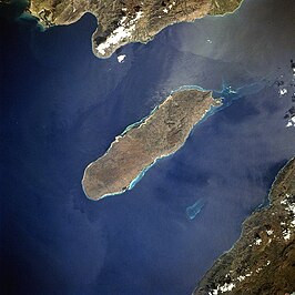 Satellietfoto van La Gonâve, februari 1994