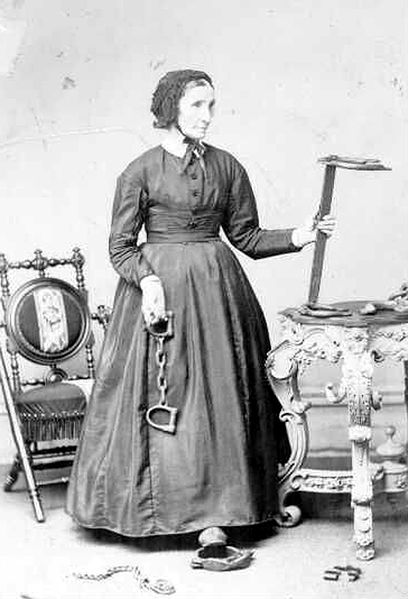 File:Laura Haviland holding slave irons ca. 1864.jpg
