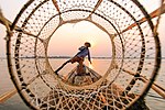 Thumbnail for File:Leg Rowing Fisherman Inle Lake Myanmar.jpg