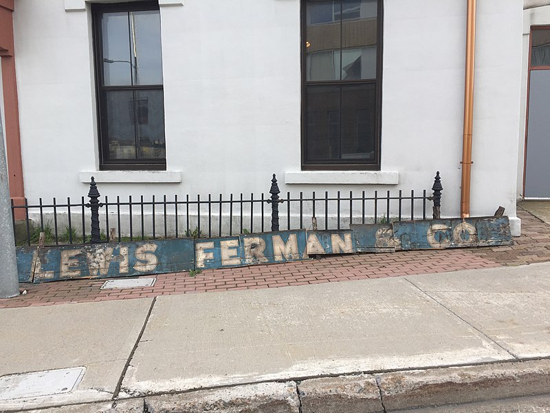 File:Lewis Ferman & Co. sign prior to conservation.jpg