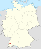 Map of Germany, position of the district Emmendingen highlighted