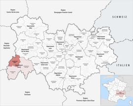 Umístění v regionu Auvergne-Rhône-Alpes