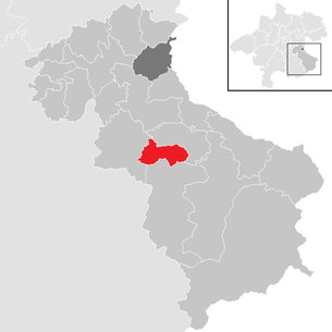 Location of the municipality of Losenstein in the Steyr-Land district (clickable map)