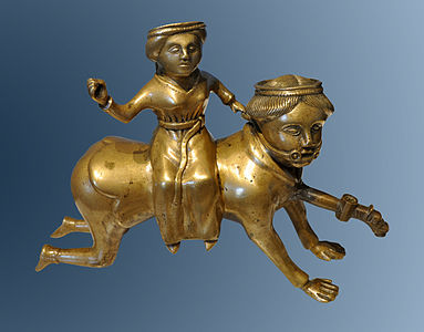 Aquamanile in the form of Phyllis and Aristotle, perhaps Mosan region, c. 1400–1450