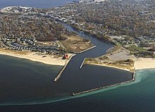 View of Manistee, the fifth-largest city. Manistee Harbor.jpg