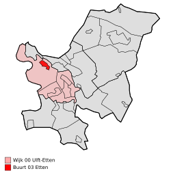 Location of Etten in the municipality of Oude IJsselstreek