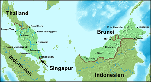 Kort over Malaysia