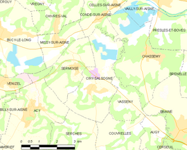 Mapa obce Ciry-Salsogne