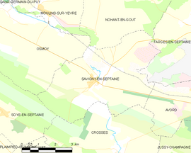 Mapa obce Savigny-en-Septaine