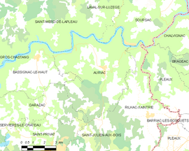 Mapa obce Auriac