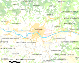 Mapa obce Bergerac
