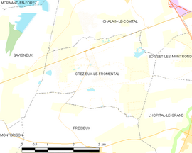 Mapa obce Grézieux-le-Fromental