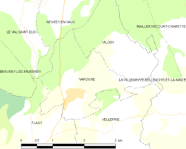 Mapa obce Varogne