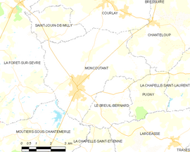 Mapa obce Moncoutant