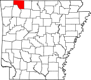 Map of Arkansas highlighting Carroll County.svg