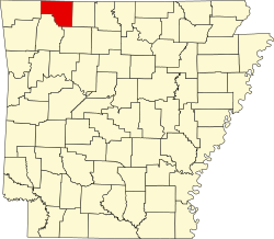 Arkansas içinde Carroll County Haritası