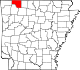 Mapa del estado que destaca el condado de Carroll