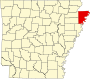 Harta statului Arkansas indicând comitatul Mississippi