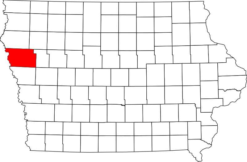 صورة:Map of Iowa highlighting Woodbury County.svg