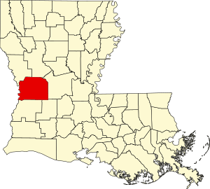 Map of Louisiana highlighting Vernon Parish