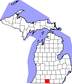 map of Michigan highlighting Branch County