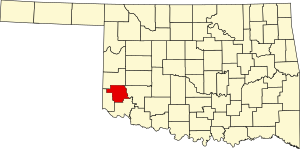 Greer County'yi vurgulayan Oklahoma Haritası