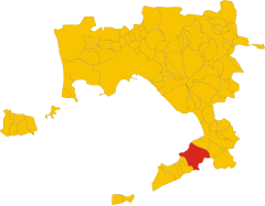 Mapa mesta Vico Equense (metropolitné mesto Neapol, región Kampánia, Taliansko). Sv