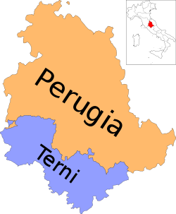Map of region of Umbria, Italy, with provinces-it.svg