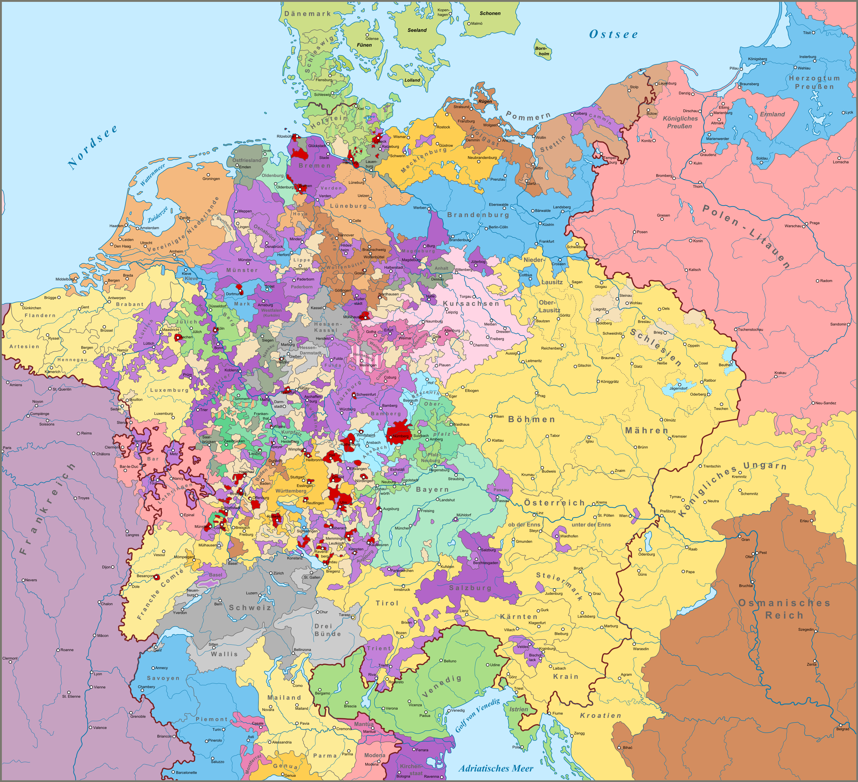 File Map Of The Holy Roman Empire 1618 De Svg Wikimedia Commons