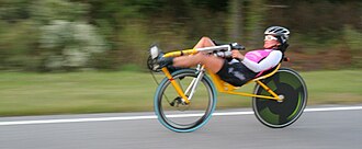Maria Parker setting the 24-hour world record on the Cruzbike Vendetta recumbent bicycle Maria Parker setting the 24-hour world record on the Cruzbike Vendetta recumbent bicycle.JPG