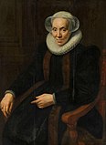 Portrait de Maria van Utrecht (1553-1629) 1615. huile sur panneau de bois medium QS:P186,Q296955;P186,Q106857709,P518,Q861259 . 109 × 80,5 cm. Amsterdam, Rijksmuseum Amsterdam.