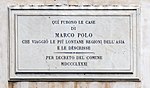 Plaque - Location of the Marco Polo house - Venice - Italy