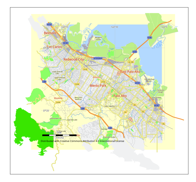 Menlo Park street map, California