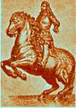 Disegno a sangue della statua equestre di Carlo II di Serpotta.